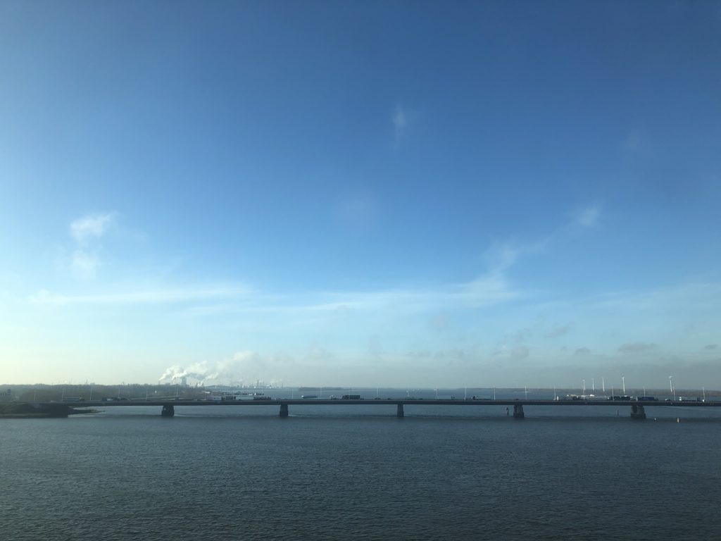 View from the Eurostar train going through the Netherlands